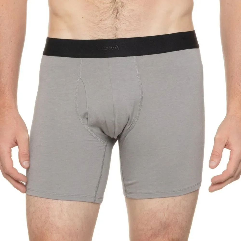 allbirds Gray Black Waistband Anytime Organic Cotton Boxer Brief 6” Inseam